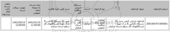 فراخوان ارزیابی کیفی خرید 31 دستگاه کانکس 6 در 3 جهت ایستگاههای گاز سطح استان مرکزی