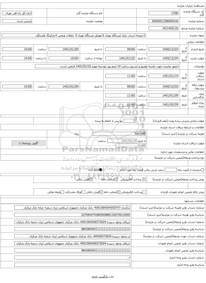 1-عرضه اسباب بازی ایستگاه تهران 2-موبایل ایستگاه تهران 3 -تنقلات ورامین 4-پارکینگ هشتگرد