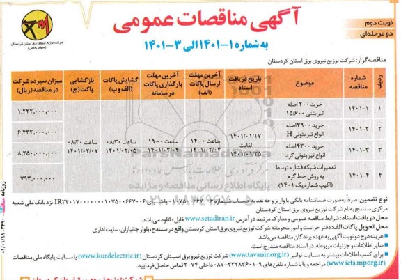 مناقصه خرید 1200 اصله تیر بتنی  ...