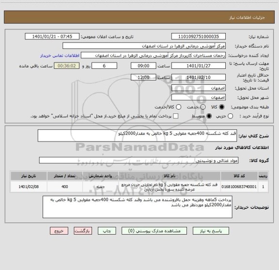 استعلام قند کله شکسته 400جعبه مقوایی 5 kg خالص به مقدار2000کیلو