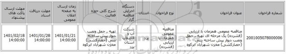 مناقصه عمومی همزمان با ارزیابی (فشرده) یک مرحله ای تهیه , حمل  ونصب دیوار پیش ساخته بتنی  (حصارکشی) مخزن شهرآباد ابرکوه