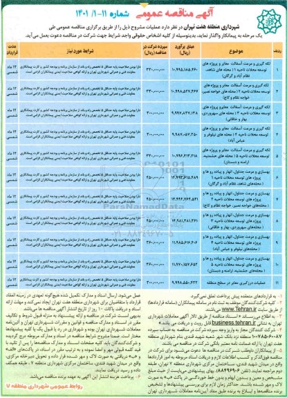 مناقصه، مناقصه عمومی لکه گیری و مرمت آسفالت معابر و پروژه های توسعه محلات...