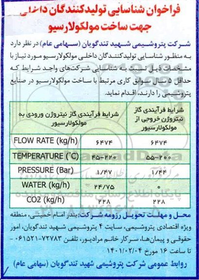 فراخوان شناسایی تولیدکنندگان داخلی جهت ساخت مولکولارسیو