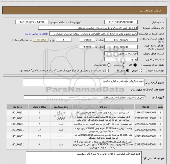 استعلام خرید میکروفن کنفرانس و لوازم جانبی