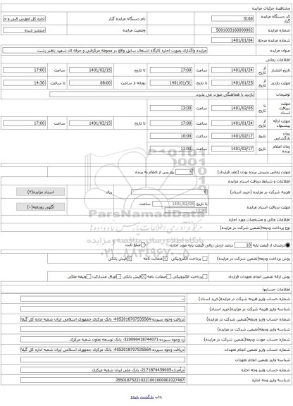 مزایده واگذاری بصورت اجاره کارگاه اشتغال سابق واقع در محوطه مرکزفنی و حرفه ای شهید باهنر رشت