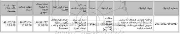 مناقصه عمومی همزمان با ارزیابی (فشرده) یک مرحله ای مناقصه عمومی اجرای طرح هادی روستاهای کرشت و ترقیان