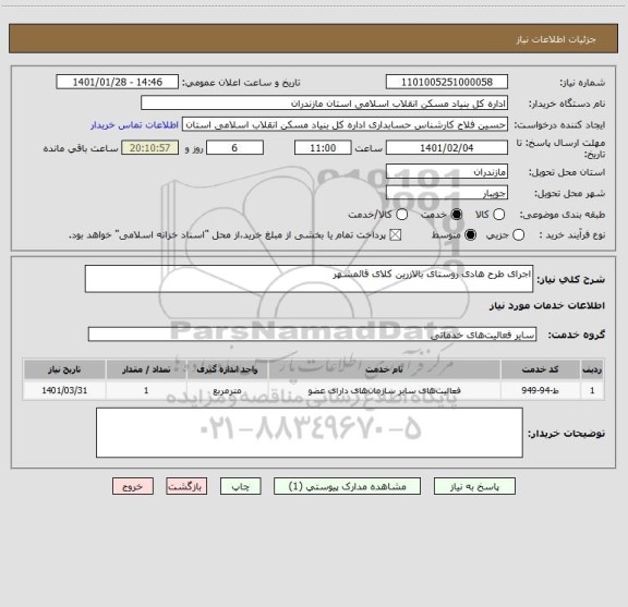 استعلام اجرای طرح هادی روستای بالازرین کلای قائمشهر