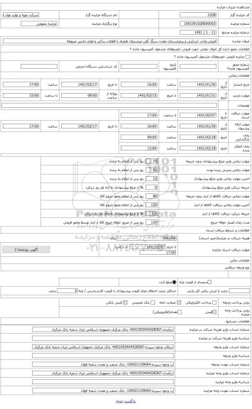 مزایده ، فروش واحد خردایش و پرعیارسازی معدن سنگ آهن میشدوان همراه با قطعات یدکی و لوازم جانبی مربوطه