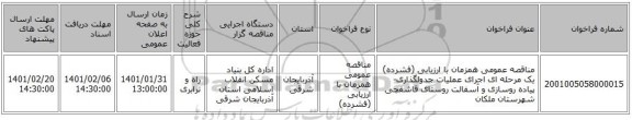 مناقصه عمومی همزمان با ارزیابی (فشرده) یک مرحله ای اجرای عملیات جدولگذاری-پیاده روسازی و آسفالت روستای قاشقچی شهرستان ملکان