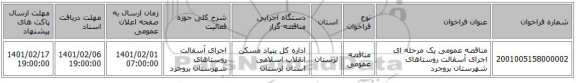 مناقصه عمومی یک مرحله ای اجرای آسفالت روستاهای شهرستان بروجرد