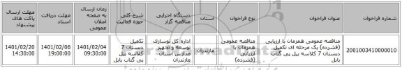 مناقصه عمومی همزمان با ارزیابی (فشرده) یک مرحله ای تکمیل دبستان 7 کلاسه بیل پی گتاب بابل