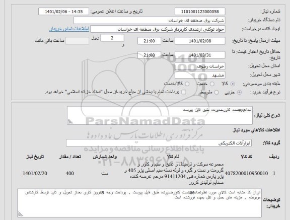 استعلام تعداد 400 ست کاور ضد پرنده