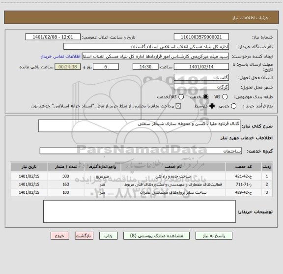 استعلام کانال قرناوه علیا ، کسن و محوطه سازی شیخلر سفلی