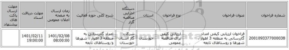 مناقصه، فراخوان ارزیابی کیفی امداد گازرسانی به منطقه 3 اهواز ، شهرها و روستاهای تابعه