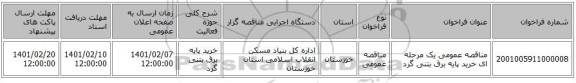 مناقصه، مناقصه عمومی یک مرحله ای خرید پایه برق بتنی گرد