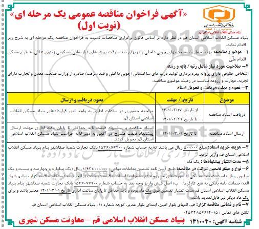 مناقصه تهیه  ،حمل و نصب دربهای چوبی داخلی و دربهای ضد سرقت