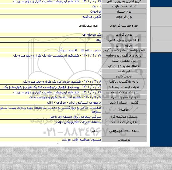 عملیات خاکی و دیوارکشی و احداث ساختمان بهره برداری پست شهرک صنعتی ساوه۵