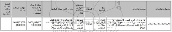 مناقصه، فراخوان ارزیابی کیفی  گازرسانی به حفره های پراکنده در سطح شهرستان اراک ( کلیه شهرها و روستاهای گازدار تابعه)