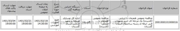 مناقصه، مناقصه عمومی همزمان با ارزیابی (فشرده) یک مرحله ای خرید تجهیزات فنی حرفه ی رشته ساختمان استان گلستان 