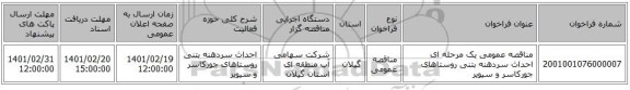 مناقصه، مناقصه عمومی یک مرحله ای احداث سردهنه بتنی روستاهای جورکاسر و سیویر