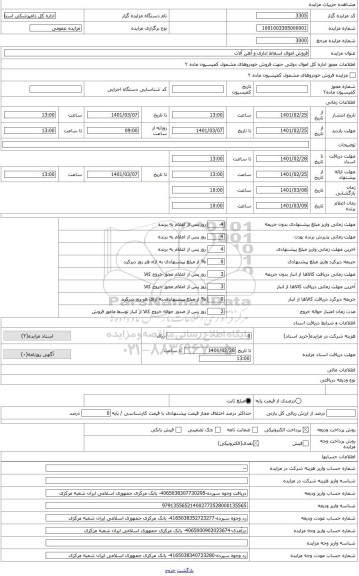 مزایده ، فروش اموال اسقاط اداری و ضایعات