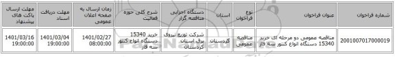 مناقصه عمومی دو مرحله ای خرید 15340 دستگاه انواع کنتور سه فاز