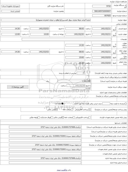 مزایده ، جاره 5 واحد غرفه تجاری سوق الحسین(ع) واقع در خیابان امامزاده منصور(ع)