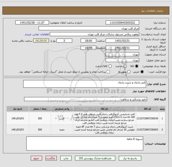 استعلام کتتر رادیال و شیت رادیال 