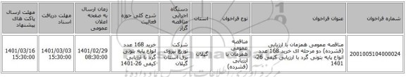 مناقصه عمومی همزمان با ارزیابی (فشرده) دو مرحله ای خرید 168 عدد انواع پایه بتونی گرد با ارزیابی کیفی 26-1401