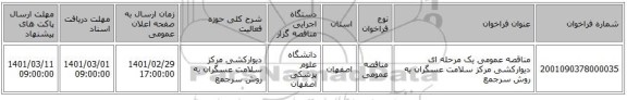 مناقصه عمومی یک مرحله ای  دیوارکشی مرکز سلامت عسگران به روش سرجمع