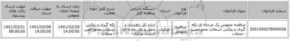 مناقصه عمومی یک مرحله ای لکه گیری و روکش آسفالت محورخمین - محلات