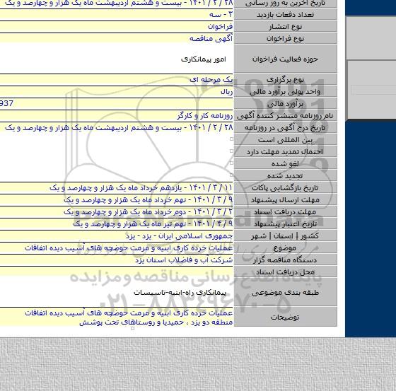 عملیات خرده کاری ابنیه و مرمت حوضچه های آسیب دیده اتفاقات