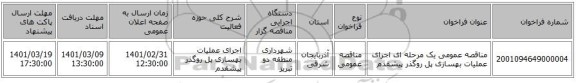 مناقصه عمومی یک مرحله ای اجرای عملیات بهسازی  پل روگذر پیشقدم  