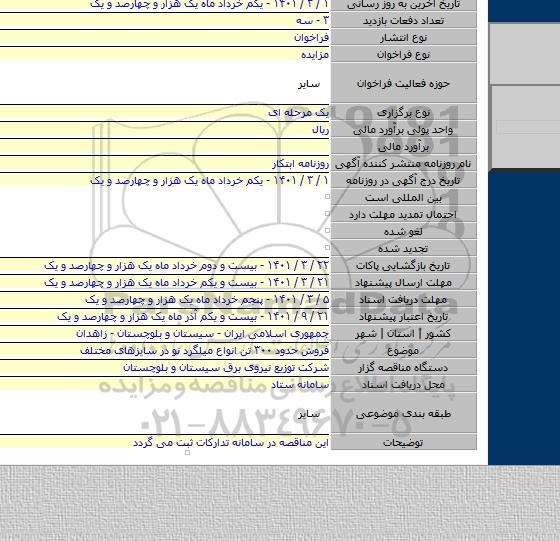 فروش حدود ۳۰۰ تن انواع میلگرد نو در سایزهای مختلف