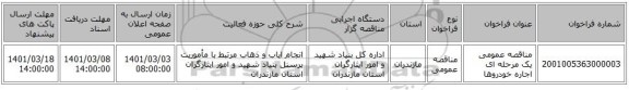 مناقصه عمومی یک مرحله ای اجاره خودروها