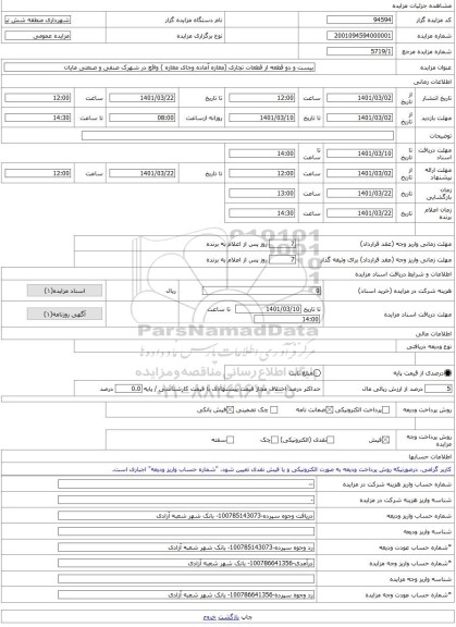 مزایده ، بیست و دو قطعه از قطعات تجاری (مغازه آماده وجای مغازه ) واقع در شهرک صنفی و صنعتی مایان  -مزایده زمین  - استان آذربایجا