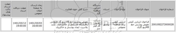 فراخوان ارزیابی کیفی تعویض پوشش خط 48اینچ گازی