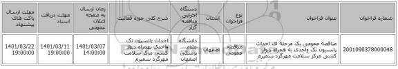 مناقصه عمومی یک مرحله ای احداث پانسیون تک واحدی به همراه دیوار کشی مرکز سلامت مهرگرد سمیرم 