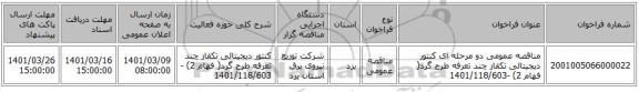 مناقصه عمومی دو مرحله ای کنتور دیجیتالی تکفاز چند تعرفه طرح گرد( فهام 2) -1401/118/603