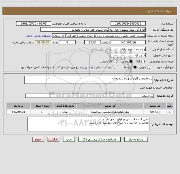 استعلام ساماندهی گلزار شهداء سوادجان