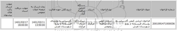 مناقصه، فراخوان ارزیابی کیفی  گازرسانی به روستای فریسمانه از توابع شهرستان تفرش