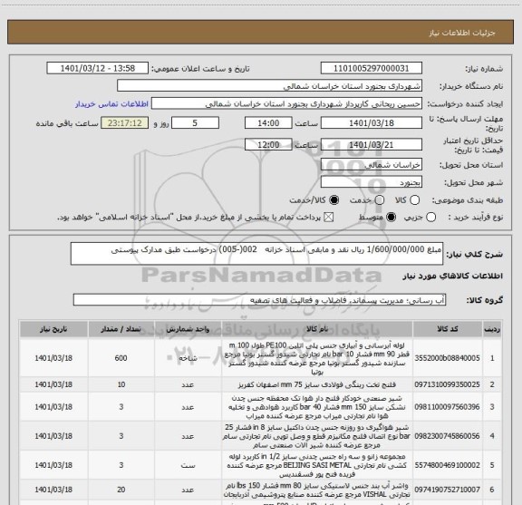 استعلام مبلغ 1/600/000/000 ریال نقد و مابقی اسناد خزانه   002(-005) درخواست طبق مدارک پیوستی