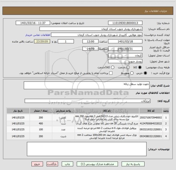 استعلام جهت تولید سطل زباله