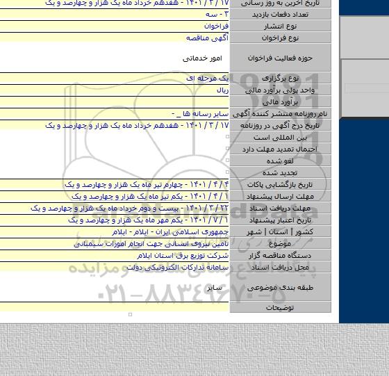 مناقصه, تامین نیروی انسانی جهت انجام امورات سیمبانی