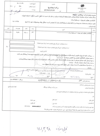 استعلام کابلکشی هوائی فیبرنوری در سطح استان  