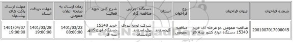 مناقصه، مناقصه عمومی دو مرحله ای خرید 15340 دستگاه انواع کنتور سه فاز