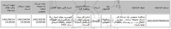 مناقصه، مناقصه عمومی یک مرحله ای اجرای محوطه سازی ، دیوار و کاهگل و ... در روستای پاقلعه از توابع رامیان