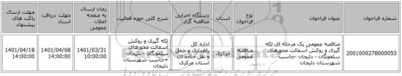 مناقصه، مناقصه عمومی یک مرحله ای لکه گیری و روکش آسفالت محورهای سلفچگان - دلیجان -جاسب شهرستان دلیجان