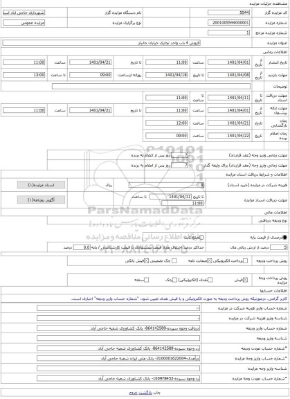 مزایده ، فروش 4 باب واحد تجاری خیابان جانباز -مزایده واحد تجاری  - استان خراسان جنوبی