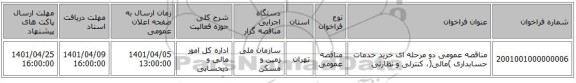 مناقصه، مناقصه عمومی دو مرحله ای خرید خدمات حسابداری )مالی(، کنترلی و نظارتی